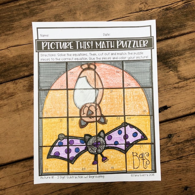 October Bat Math Puzzles