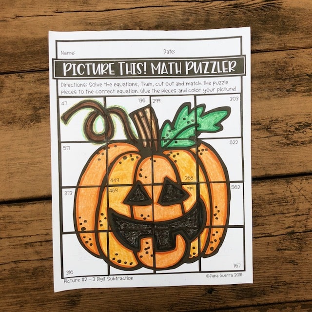 October Pumpkin Math Puzzles