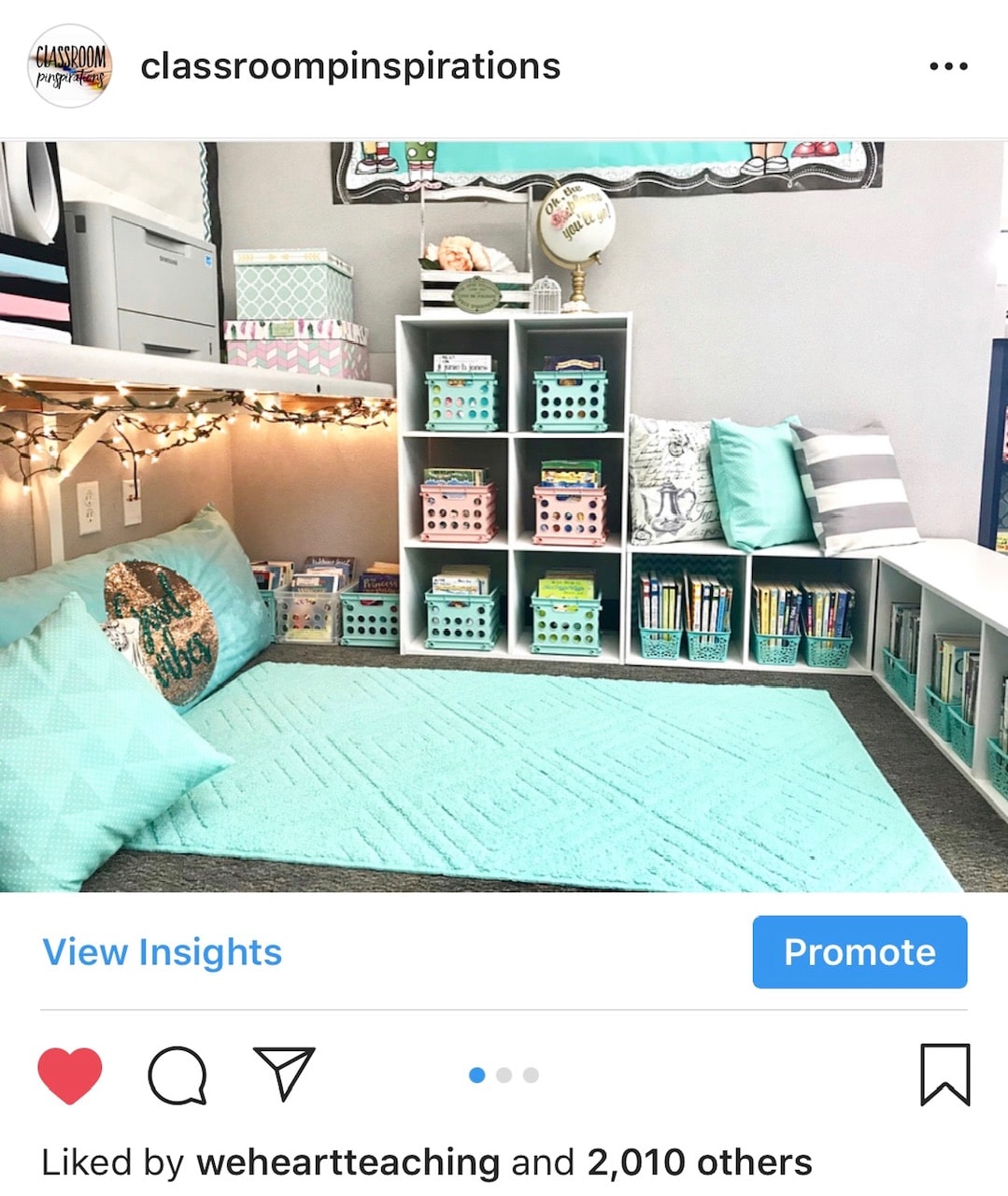  This classroom library from  @mrs.lor  is just so DREAMY. Those colors! 
