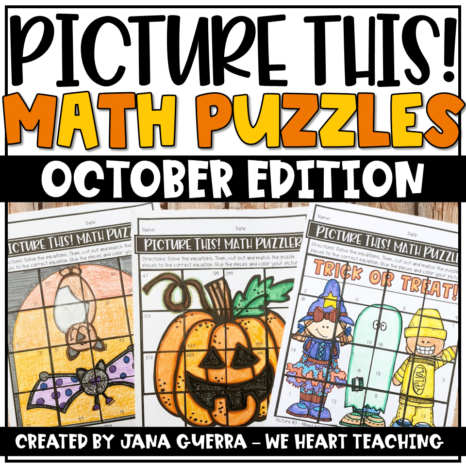October Math Puzzles Halloween